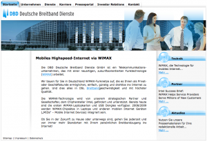 Screenshot DBD Webseite DBD Deutsche Breitband Dienste GmbH